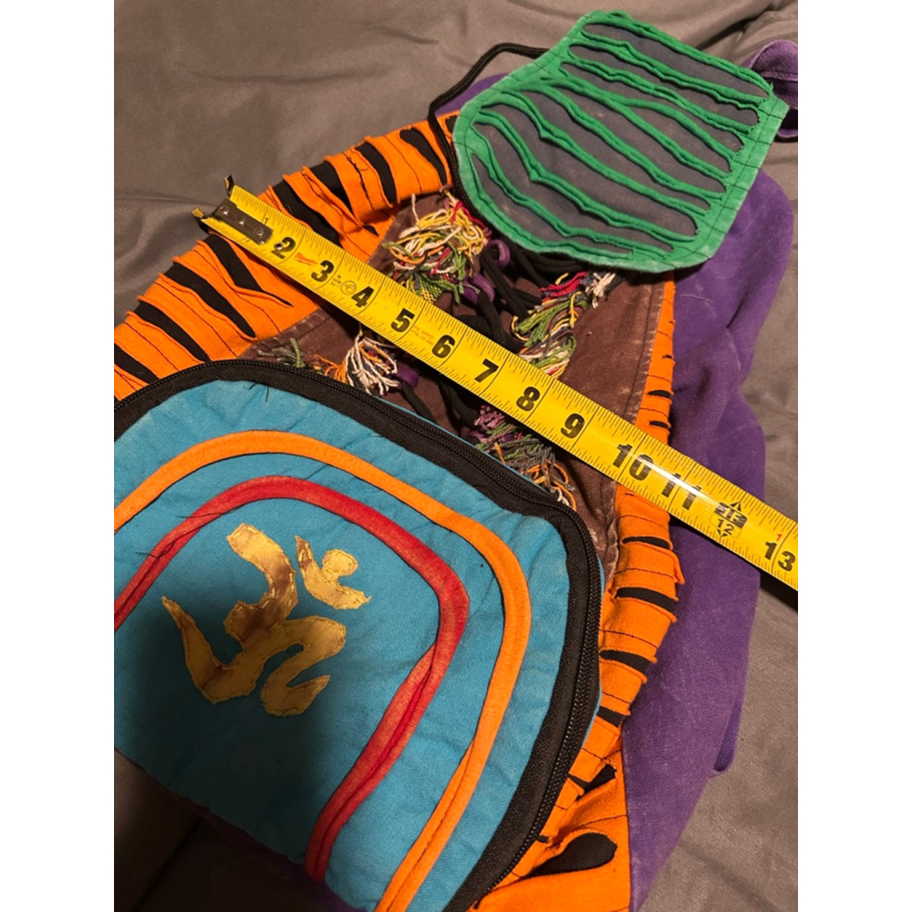 Unisex Bohemian Backpack Purple Orange Tiger Print Size One Size - Picture 7 of 7